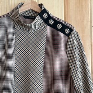 Zara Woman Mixed Check Snap Button Blouse - Large